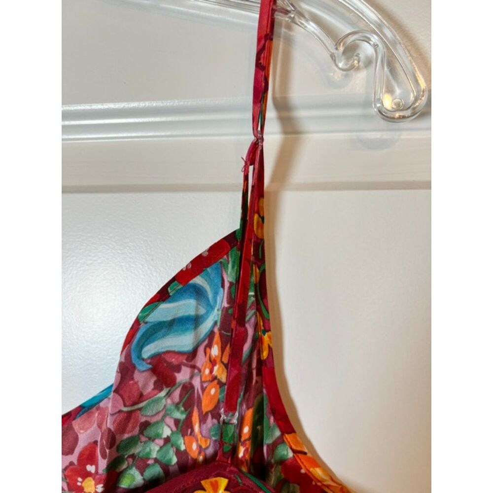 Johnny Was 100% Silk Floral Slip Brooklyn Dress Red Multicolor Medium - Picture 5 of 8